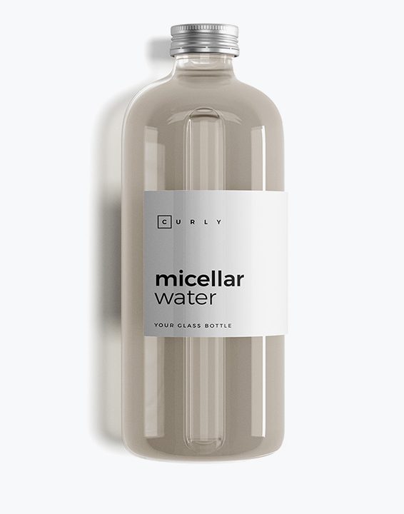 A bottle of water with the label micellar water.