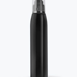 A black bottle with a clear top on the bottom.