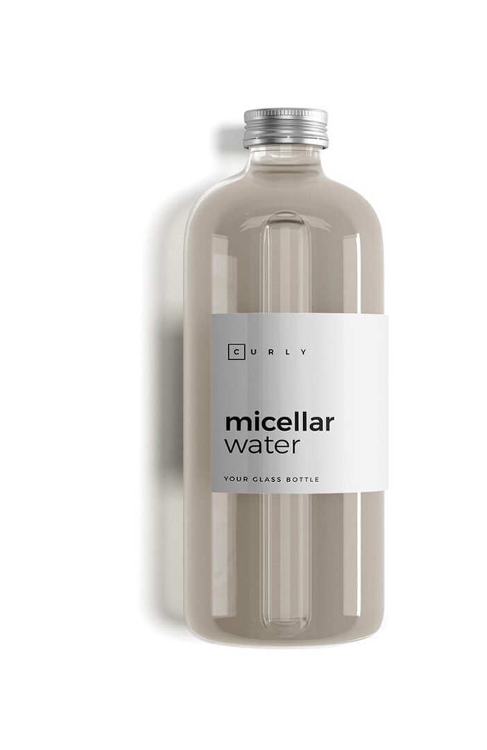A bottle of water with the label " micellar water ".