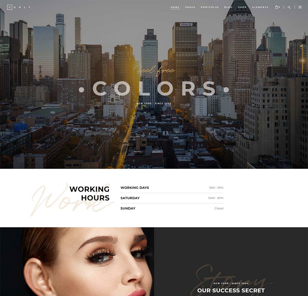 A website with a picture of a woman and the words " colors ".