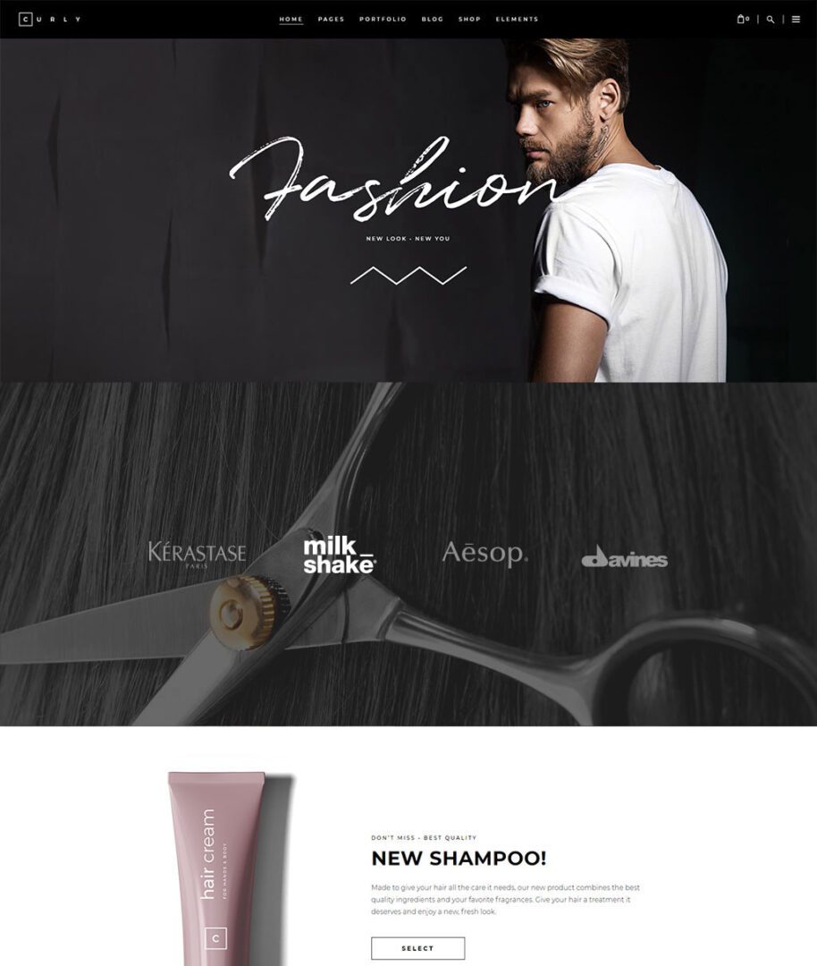A man with scissors and a hair dryer.