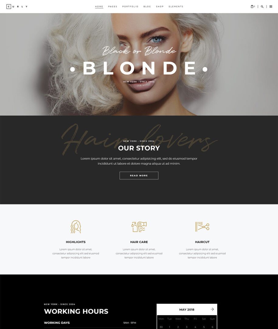 A website with a lot of hair color and some type of design.