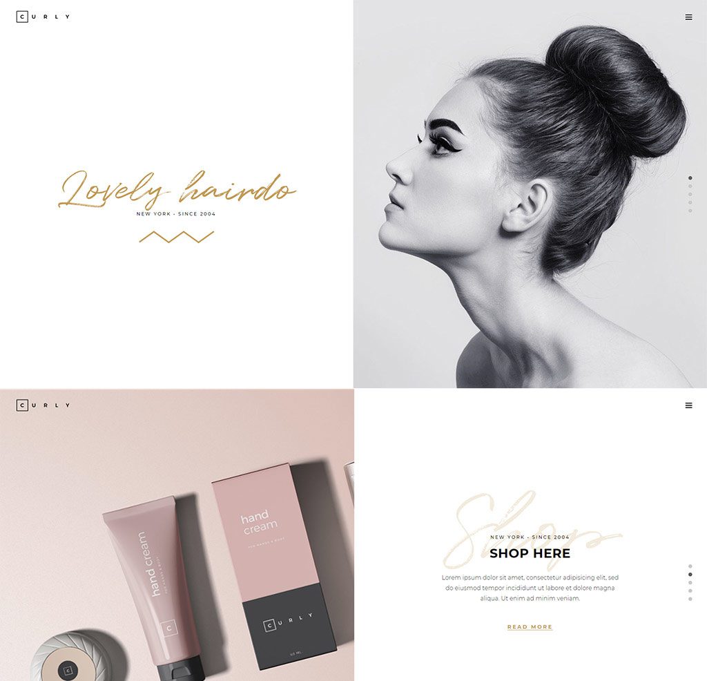 A collage of beauty products and women 's hair.
